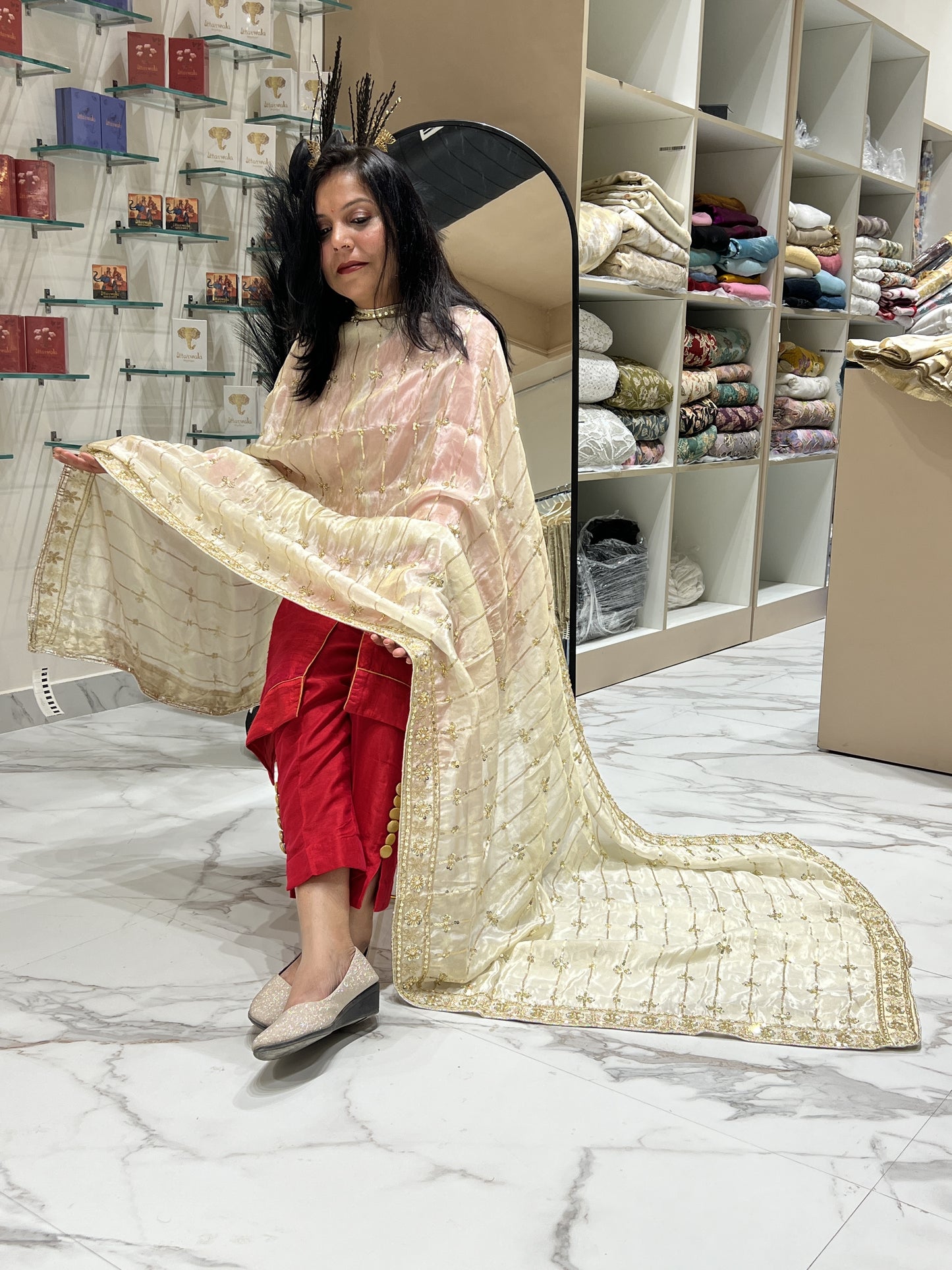 Cut Dana Sequence Handwork Dyeable Dupatta