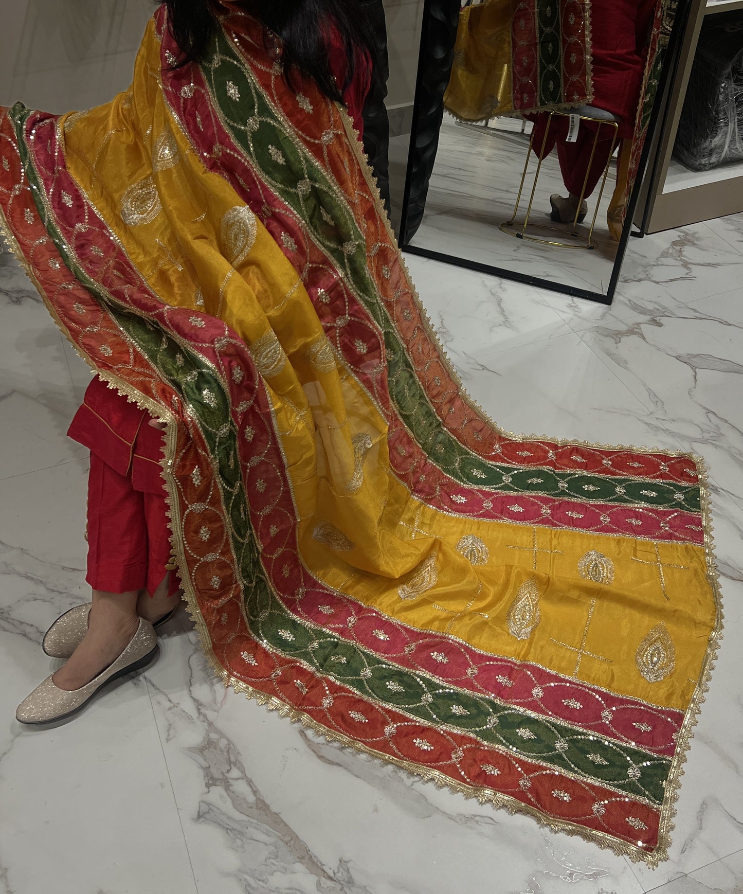 Colourful Golden Work Dupatta ✨