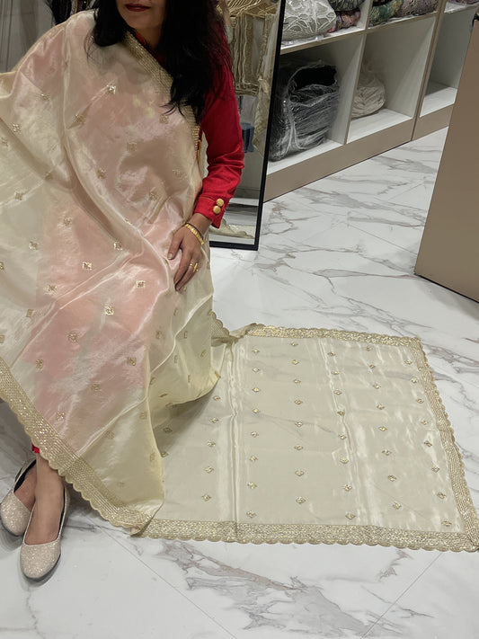 Cut Dana Hand Work Dupatta Dyeable
