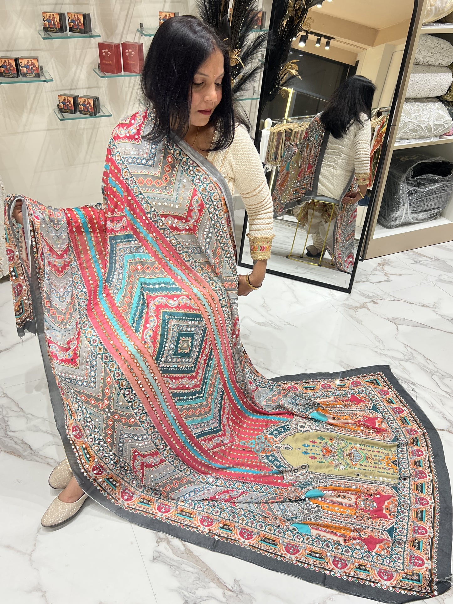 Full Heavy Work Mirror Dupatta