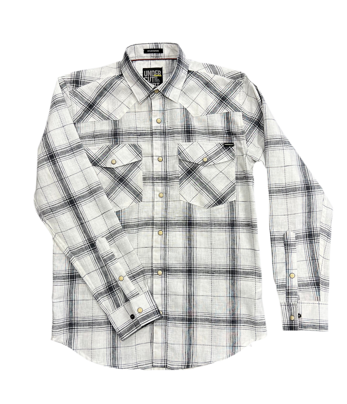 Men White And Black Checked Regular Fit Casual Shirt