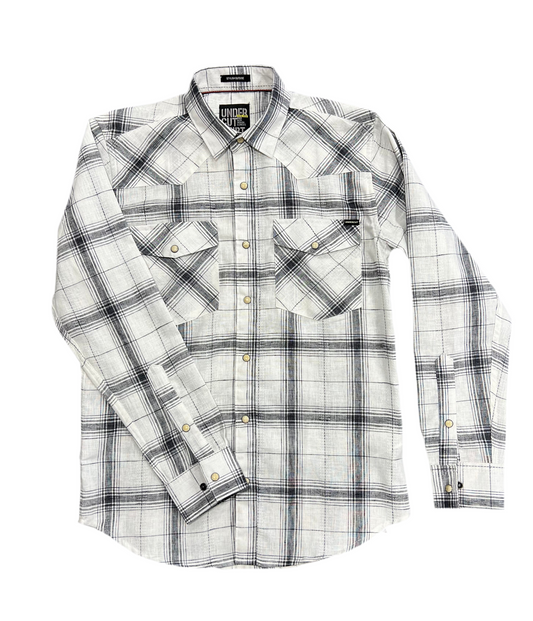 Men White And Black Checked Regular Fit Casual Shirt