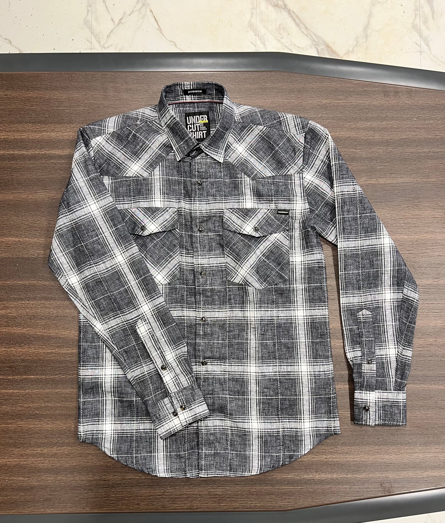 Men Black & White Check Regular Fit Casual Shirt