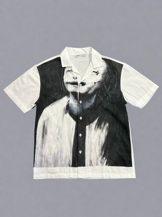 Men White & Black Print Regular Fit Casual Shirt