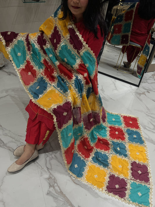 Broket Silk Handwork Dupatta
