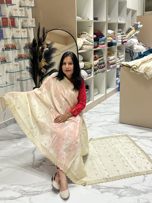 Cut Dana Hand Work Dupatta Dyeable