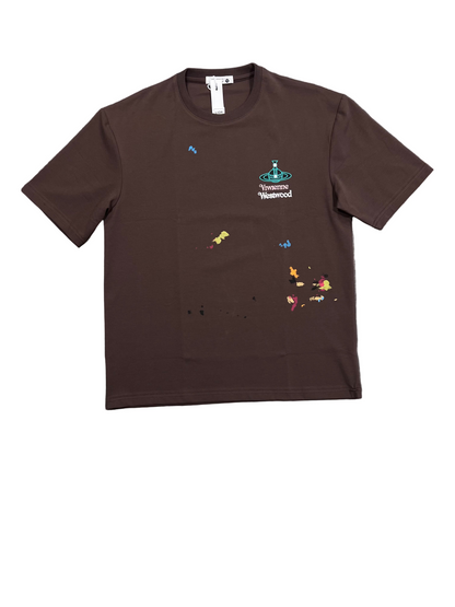 Graphic Printed T-Shirt with Color Splash & Logo Design
