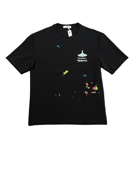 Graphic Printed T-Shirt with Color Splash & Logo Design