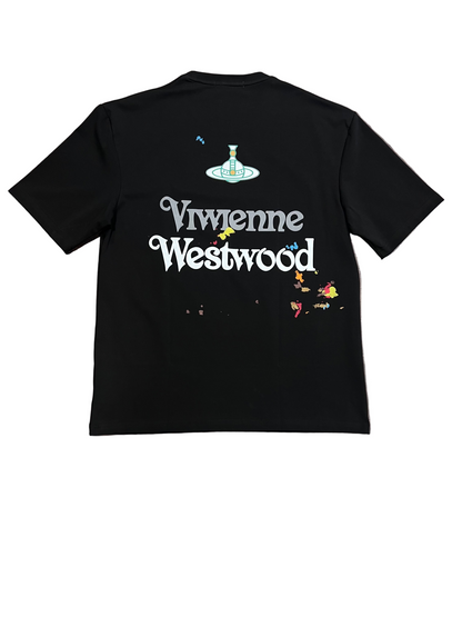 Graphic Printed T-Shirt with Color Splash & Logo Design